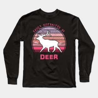Easily Distracted By Deer Sunset Long Sleeve T-Shirt